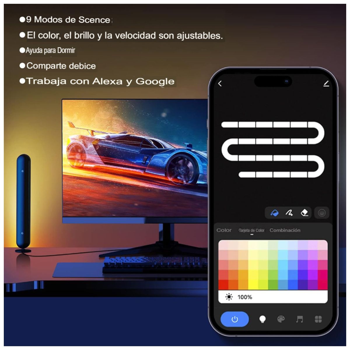 Set de 2 Barras de Luz LED RGB